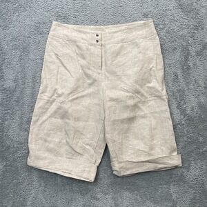 VTG Babette Shorts Womens Extra Small Beige Bermuda Linen Cuffed Beach Resort